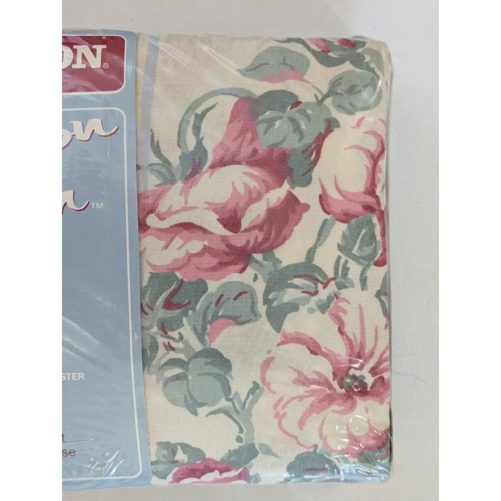 VTG Cannon Monticello Madeline 3 Pc Twin Sheet Set Cottage Floral Blue Stripe